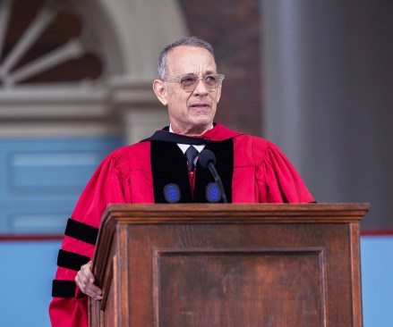 Actor Tom Hanks received an Honorary Degree from Harvard on 5/25/23.He also gave the Commencement Address at the Tercentenary Theatre in Harvard Yard.He hugged graduate student Vic Hogg and fellow Honorary Degree winner Katalin Kariko during the CeremonyPictured: Tom HanksRef: SPL7568300 250523 NON-EXCLUSIVEPicture by: Jay Connor / SplashNews.comSplash News and PicturesUSA: 310-525-5808UK: 020 8126 1009eamteam@shutterstock.comWorld Rights