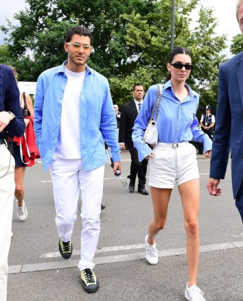 ** RIGHTS: ONLY UNITED STATES, BRAZIL, CANADA ** London, UNITED KINGDOM  - Kendall Jenner arrives at Wimbledon with her model and boxer friend Younes Bendjima. The two seem to have stayed friends despite Younes being Kourtney Kardashian's ex.Pictured: Kendall Jenner, Younes BendjimaBACKGRID USA 14 JULY 2019 USA: +1 310 798 9111 / usasales@backgrid.comUK: +44 208 344 2007 / uksales@backgrid.com*UK Clients - Pictures Containing ChildrenPlease Pixelate Face Prior To Publication*