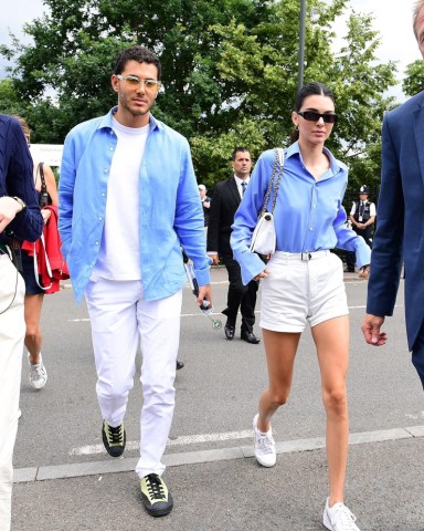 ** RIGHTS: ONLY UNITED STATES, BRAZIL, CANADA ** London, UNITED KINGDOM  - Kendall Jenner arrives at Wimbledon with her model and boxer friend Younes Bendjima. The two seem to have stayed friends despite Younes being Kourtney Kardashian's ex.Pictured: Kendall Jenner, Younes BendjimaBACKGRID USA 14 JULY 2019 USA: +1 310 798 9111 / usasales@backgrid.comUK: +44 208 344 2007 / uksales@backgrid.com*UK Clients - Pictures Containing ChildrenPlease Pixelate Face Prior To Publication*