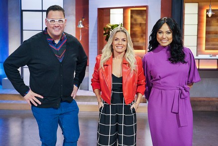 FAMILY FOOD FIGHT - ABC's "Family Food Fight" judges Graham Elliot and Cat Cora, with host Ayesha Curry. (ABC/Eric McCandless)