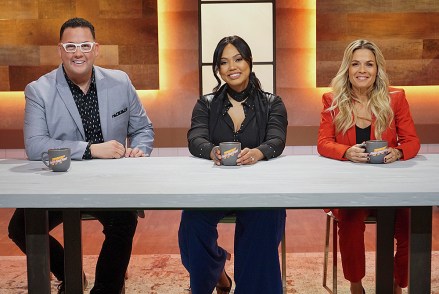 FAMILY FOOD FIGHT - ABC's "Family Food Fight" host Ayesha Curry with judges Graham Elliot and Cat Cora. (ABC/Eric McCandless)