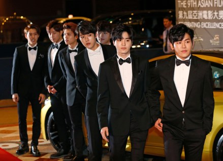 Infinite South Korean boy band Infinite members pose on the red carpet of the Asian Film Awards in Macau
Macau Asian Film Awards