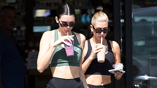 Kendall Jenner Hailey Baldwin Matching Outfits Sports Bra Leggings Pics