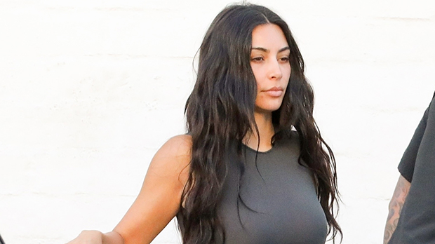 Kim Kardashian With No Makeup Rocks Sheer Bodysuit Sweats Hollywood Life