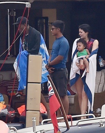 ** RIGHTS: ONLY UNITED STATES, BRAZIL, CANADA ** Portofino, ITALY  - *EXCLUSIVE*  -  Billionaire Reality Star, Kylie Jenner and her Boyfriend Travis Scott enjoy family time with their daughter Stormi on board their mega yacht in Portofino*Shot on: 08/13/2019*Pictured: Kylie Jenner - Travis ScottBACKGRID USA 17 AUGUST 2019 BYLINE MUST READ: Cobra Team / BACKGRIDUSA: +1 310 798 9111 / usasales@backgrid.comUK: +44 208 344 2007 / uksales@backgrid.com*UK Clients - Pictures Containing ChildrenPlease Pixelate Face Prior To Publication*