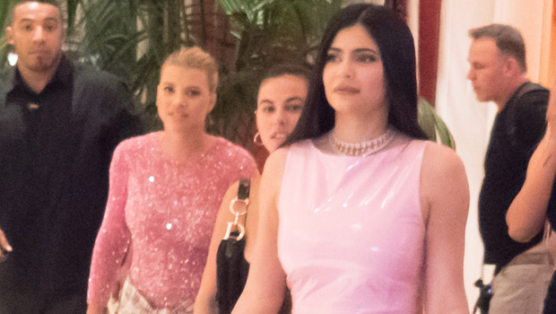 Kylie Jenner Wears Pink Latex Dress For Sofia Richies Birthday Party Hollywood Life 