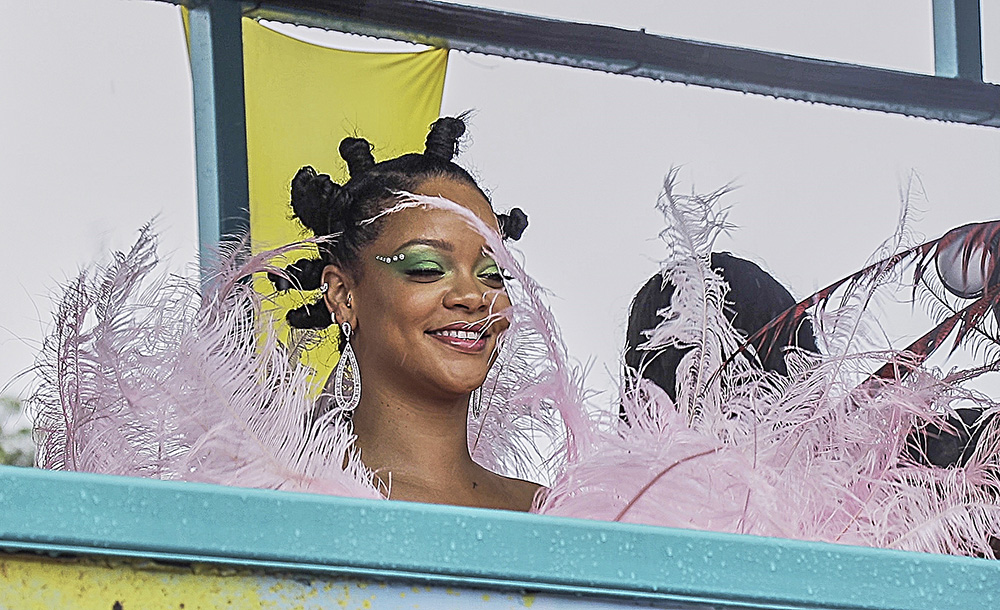 Rihanna Stuns In A Bright Pink Feathered Costume To Kick Off The Annual Crop Over Festival In Barbados