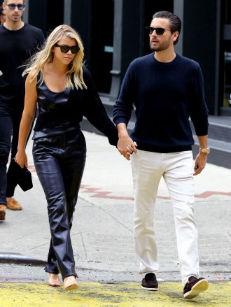 Sofia Richie is all smiles holding hands with Scott Disick while out shopping in Manhattan's Soho area. 08 Sep 2019 Pictured: Sofia Richie and Scott Disick. Photo credit: LRNYC / MEGA TheMegaAgency.com +1 888 505 6342 (Mega Agency TagID: MEGA498782_002.jpg) [Photo via Mega Agency]