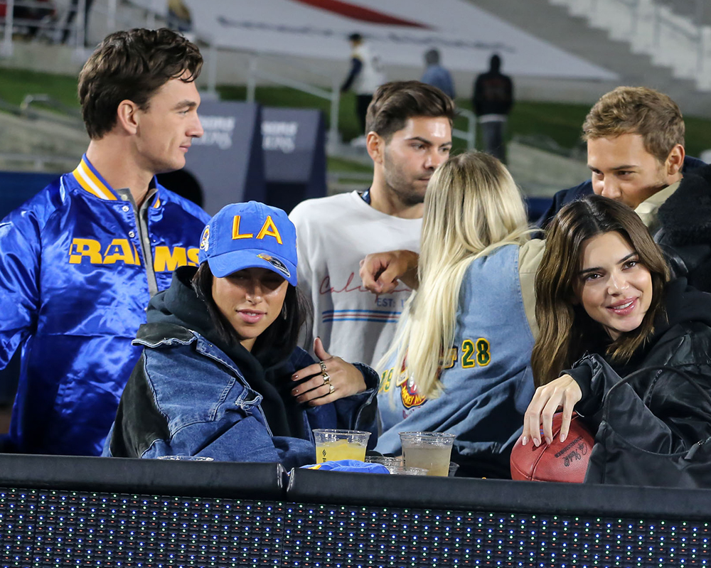 Kendall Jenner sits in VIP Suites at LA Rams Monday Night Football game