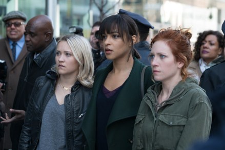 ALMOST FAMILY: L-R: Emily Osment, Megalyn Echikunwoke and Brittany Snow in the "Pilot" series premiere episode of ALMOST FAMILY airing Wednesday, Oct. 2 (9:00-10:00 PM ET/PT) on FOX. ©2019 Fox Broadcasting Co. All Rights Reserved. CR: JoJo Whilden/FOX.