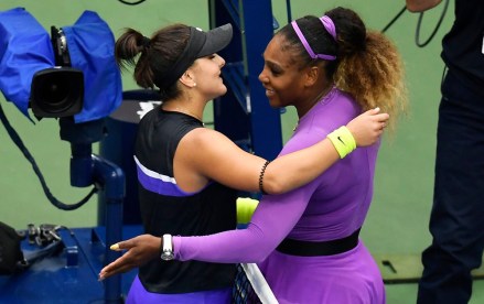 Serena Williams, of the United States, right, congratulates Bianca Andreescu, of Canada, after Andreescu won the women's singles final of the U.S. Open tennis championships, in New York
US Open Tennis, New York, USA - 07 Sep 2019