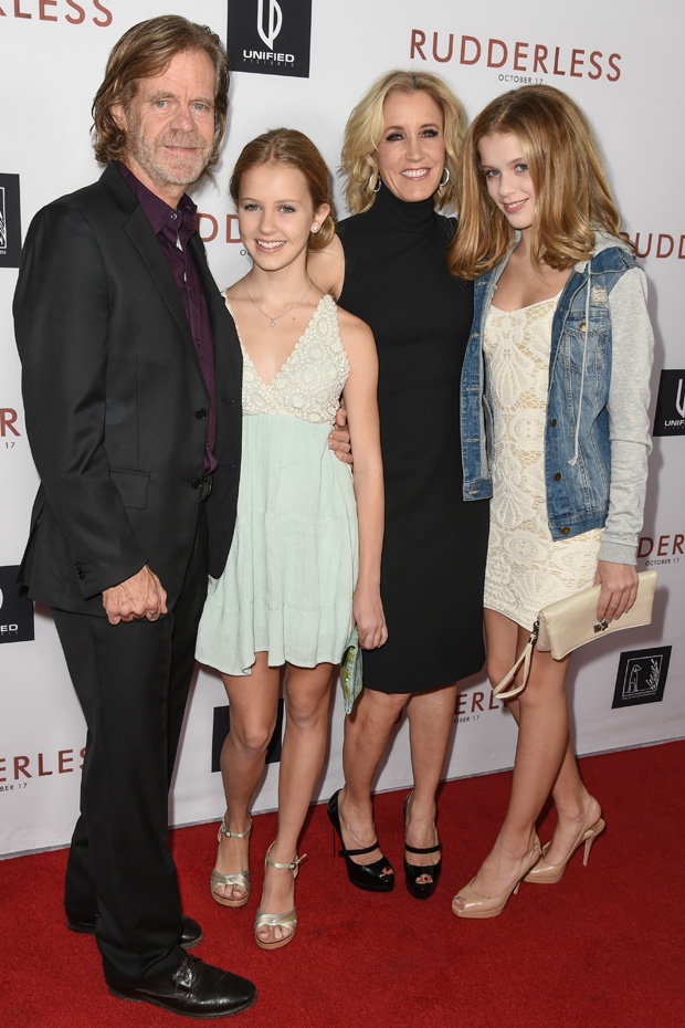 William H. Macy and Felicity Huffman with daughters Sophia Grace and Georgia Grace Macy'Rudderless' film premiere, Los Angeles, America - 07 Oct 2014