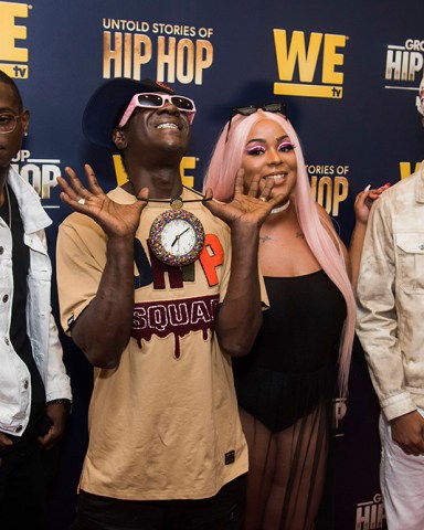 William Drayton Jr., Flavor Flav, Dazyna Drayton, H2Flee. William Drayton Jr., left, Flavor Flav, Dazyna Drayton and H2Flee attend the premieres of We TV's "Growing Up Hip Hop: New York" and "Untold Stories of Hip Hop" at The Paley Center, in New YorkWe TV's "Growing Up Hip Hop: " and "Untold Stories of Hip Hop" Premieres, New York, USA - 19 Aug 2019