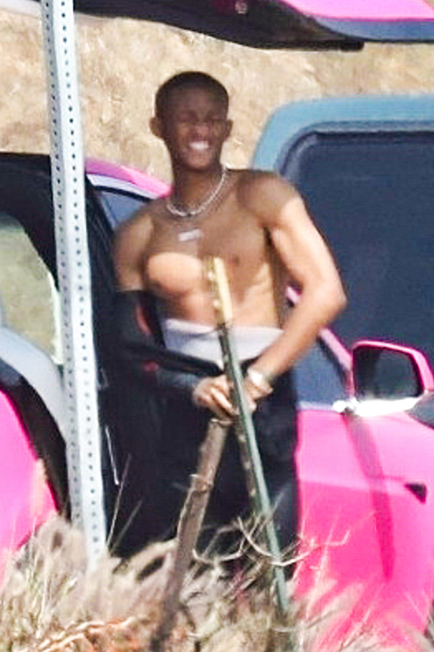 Jaden Smith goes shirtless at a Malibu beach, showing off his ripped muscle...