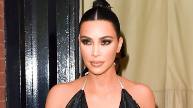 Kim Kardashian Steps Out in a Sparkly Halter Top and Leather Pants