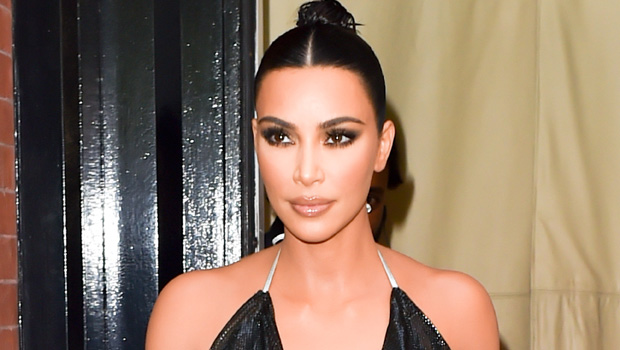 Kim Kardashian's Plunging Leather Crop Top – Milan Fashion Week