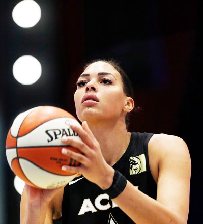 Las Vegas Aces' Liz Cambage, of Australia, makes a foul shot during the second half of a WNBA basketball game against the New York Liberty, in White Plains, N.Y. The Liberty won 88-78
Aces Liberty Basketball, White Plains, USA - 09 Jun 2019