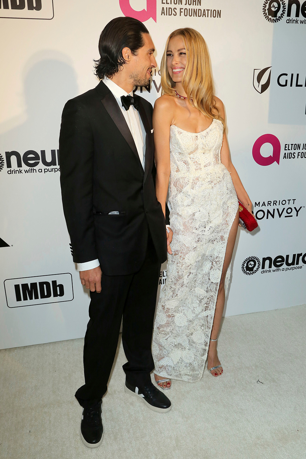 Benjamin Larretche, Petra Nemcova. Benjamin Larretche, left, and Petra Nemcova arrive at the 2019 Elton John AIDS Foundation Oscar Viewing Party, in West Hollywood, Calif2019 Elton John AIDS Foundation Oscar Viewing Party, West Hollywood, USA - 24 Feb 2019