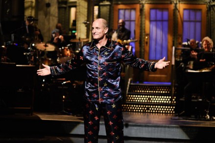 SATURDAY NIGHT LIVE -- "Woody Harrelson" Episode 1768 -- Pictured: Host Woody Harrelson during the Monologue on Saturday, September 28, 2019 -- (Photo by: Will Heath/NBC)