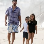 *EXCLUSIVE* Scott Disick goes for a walk on the beach with kids in Malibu