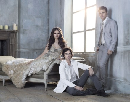 Editorial use only. No book cover usage.Mandatory Credit: Photo by Cw Network/Kobal/Shutterstock (5885690ad)Nina Dobrey, Ian Somerhalder, Paul WesleyThe Vampire Diaries - 2009Cw NetworkUSATV PortraitTv Classics