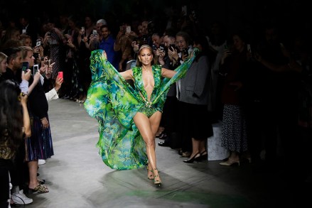 Actress Jennifer Lopez wears a creation as part of the Versace Spring-Summer 2020 collection, unveiled during the fashion week, in Milan, Italy
Fashion S/S 2020 Versace, Milan, Italy - 20 Sep 2019