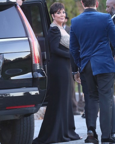 Newport, RI  - Celebrities guests arrive to Jennifer Lawrence and Cooke Maroney's wedding in Newport, Rhode Island.  Pictured: Kris Jenner  BACKGRID USA 19 OCTOBER 2019   USA: +1 310 798 9111 / usasales@backgrid.com  UK: +44 208 344 2007 / uksales@backgrid.com  *UK Clients - Pictures Containing Children Please Pixelate Face Prior To Publication*