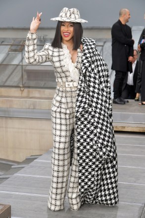 Cardi B in the front row
Chanel show, Front Row, Spring Summer 2020, Paris Fashion Week, France - 01 Oct 2019
Wearing Chanel Same Outfit as catwalk model Cara Delevingne *10129489e and William Chan and Ayami Nakajo