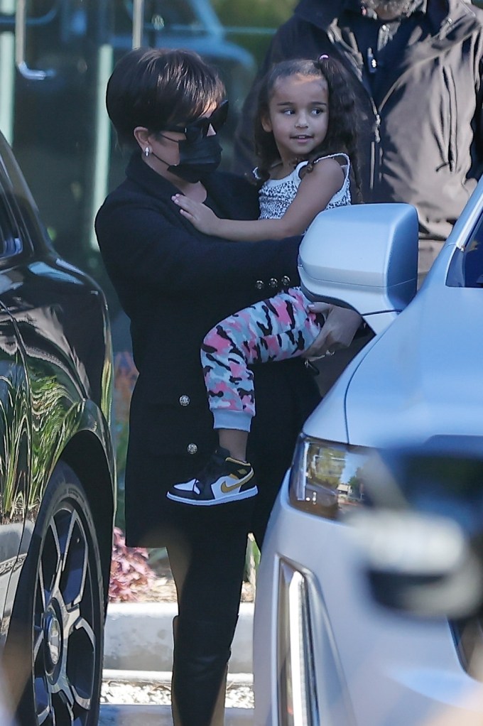 Kris Jenner arrives at the Kardashian family Christmas photoshoot