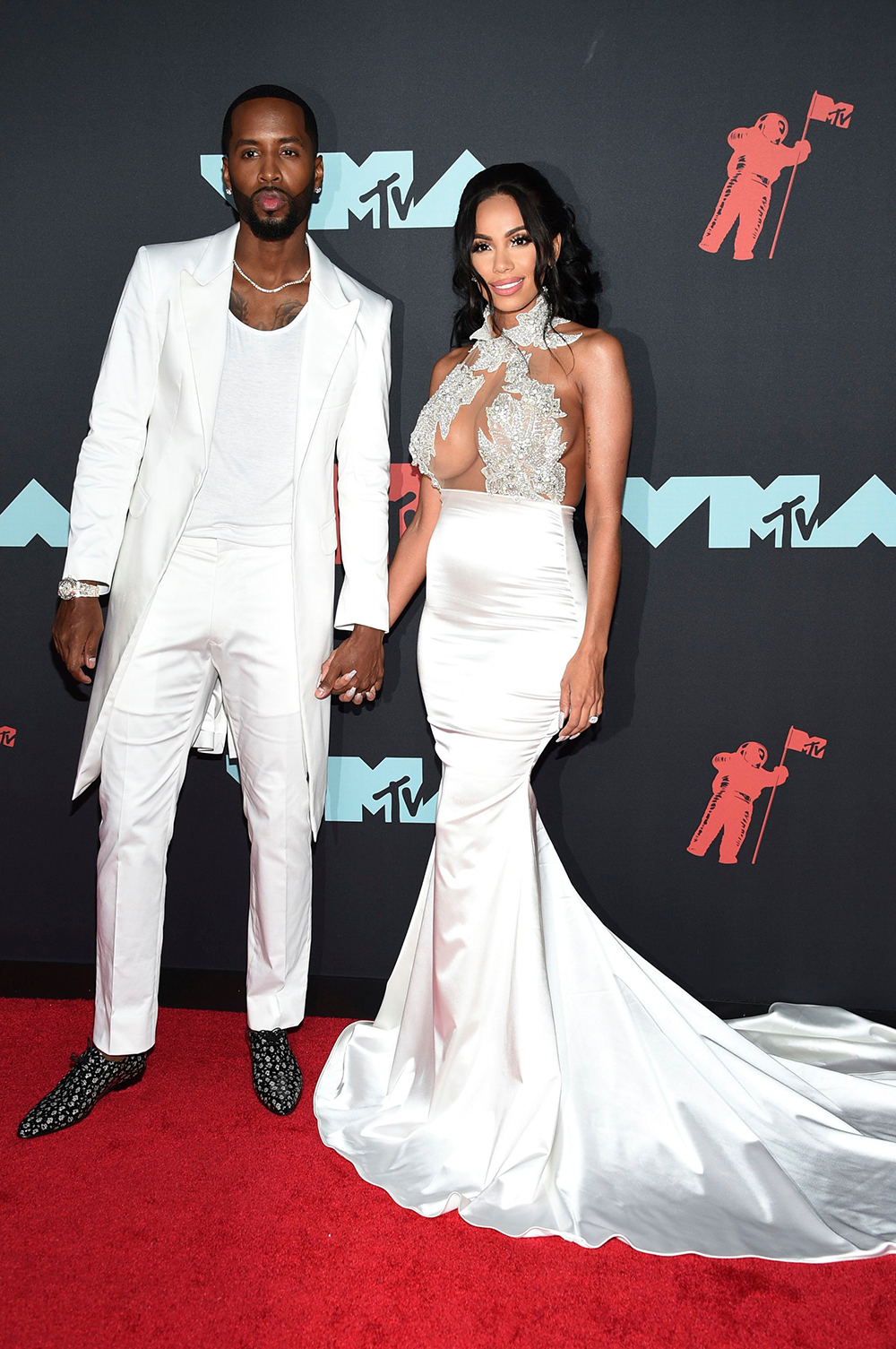 Safaree Samuels, left, and Erica Mena Samuels arrive at the MTV Video Music Awards at the Prudential Center, in Newark, N.J
2019 MTV Video Music Awards - Arrivals, Newark, USA - 26 Aug 2019