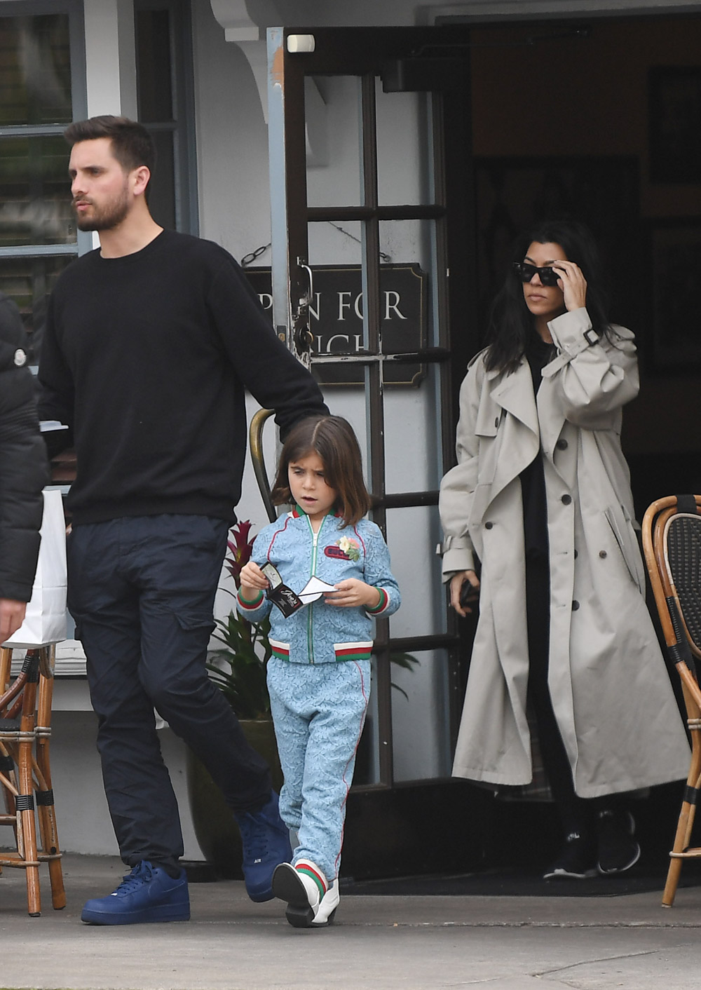 Kourtney Kardashian has lunch with Scott Disick, Sofia Richie, and Mason, while on vacation together at Tre Lune in Montecito, California on Sunday. 10 Mar 2019 Pictured: Kourtney Kardashian has lunch with Scott Disick and Sofia Richie while on vacation together in Santa Barbara. Photo credit: GAC / MEGA TheMegaAgency.com +1 888 505 6342 (Mega Agency TagID: MEGA378304_001.jpg) [Photo via Mega Agency]