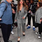 Selena Gomez Continues Her Stylish Promo Tour In NYC Wearing A Grey Oversized Pantsuit For Her 4th Look Of The Day