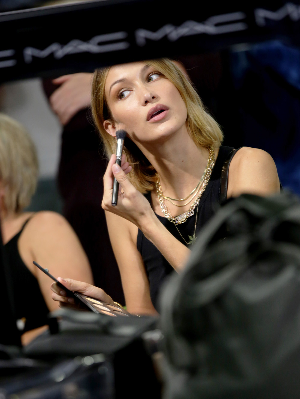 Bella Hadid applying her own makeup backstage
Alberta Ferretti show, Backstage, Spring Summer 2020, Milan Fashion Week, Italy - 18 Sep 2019