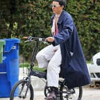 *EXCLUSIVE* Alia Shawkat leaves Brad Pitt's gated community on her bicycle