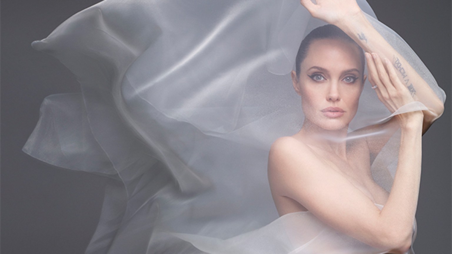 Angelina Jolie Stuns In Bridal Inspired Nude Cover Shoot For Harpers Bazaar
