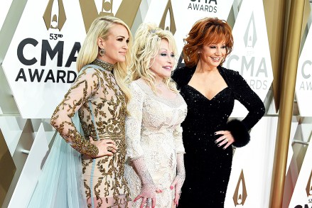 Carrie Underwood, Dolly Parton and Reba McEntire53rd Annual CMA Awards, Arrivals, Bridgestone Arena, Nashville, USA - 13 Nov 2019