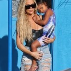 *EXCLUSIVE* Khloe Kardashian meets with her daughter True for gymnastic class!