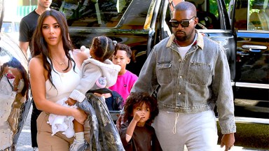 Kim Kardashian & Kanye West out with their kids