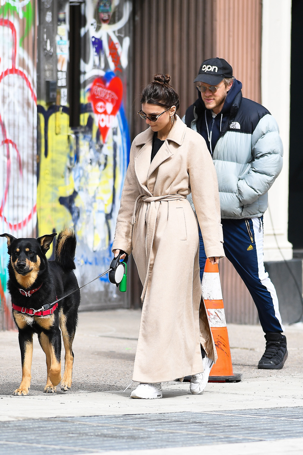 Emily Ratajkowski And Husband Sebastian Bear-McClard Walk Their Dog Colombo In New York City