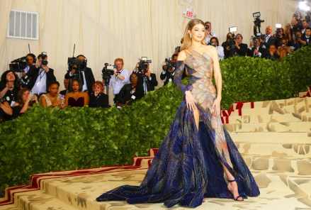 Gigi Hadid arrives on the red carpet at The Metropolitan Museum of Art's Costume Institute Benefit "Heavenly Bodies: Fashion and the Catholic Imagination" at Metropolitan Museum of Art in New York City on May 7, 2018.
Met Gala, New York, United States - 07 May 2018