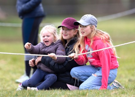 Lena with Savannah Phillips and Isla Phillips Cirencester Horse Trials, Gloucestershire, UK - 27 Mar 2022