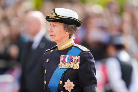 Britain's Princess Anne follows the coffin of Queen Elizabeth II during her march from Buckingham Palace to London's Westminster Hall. The Queen will be laid to rest at Westminster Hall for four full days before her funeral on Monday 19 September 2022.