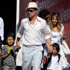 Actor Brad Pitt, centre, arrives in Venice with two of his children, Maddox, left, and Pax, right, in Venice, Italy for the 65th Venice Film Festival
ITALY , Venice, Italy - 26 Aug 2008