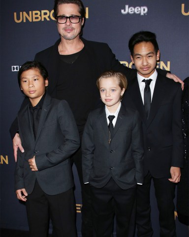 Brad Pitt with children Pax Jolie-Pitt, Shiloh Jolie-Pitt and Maddox Jolie-Pitt
'Unbroken' film premiere, Los Angeles, America - 15 Dec 2014