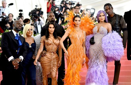 Corey Gamble, Kris Jenner, Kim Kardashian West, Kendall Jenner, Kylie Jenner, Travis Scott. Corey Gamble, from left, Kris Jenner, Kim Kardashian West, Kendall Jenner, Kylie Jenner and Travis Scott attend The Metropolitan Museum of Art's Costume Institute benefit gala celebrating the opening of the "Camp: Notes on Fashion" exhibition, in New York
2019 MET Museum Costume Institute Benefit Gala, New York, USA - 06 May 2019