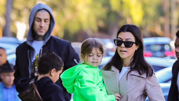 Kourtney Kardashian & Son Head To Kanye’s Warehouse With Travis Barker ...