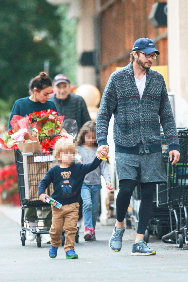 Mila Kunis & Ashton Kutcher Enjoy Family Time While Shopping With Kids