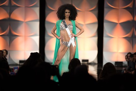 Miss Ireland Fionnghuala O'Reilly walks in her swimsuit during the Miss Universe 2019 preliminary round in Atlanta, Georgia, USA, 06 December 2019. The final stages of the competition will take place on 08 December 2019 in Atlanta.
Miss Universe 2019 preliminary round in Atlanta, USA - 06 Dec 2019