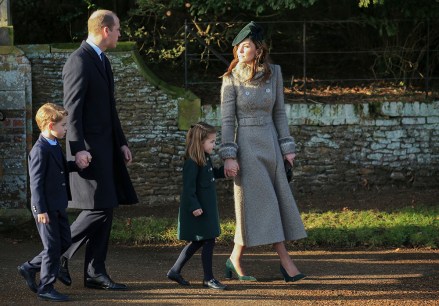 Britain's Prince William, Duke of Cambridge and Catherine, Duchess of Cambridge walk with their children Prince George and Princess Charlotte outside the St Mary Magdalene Church in Sandringham in Norfolk, England
Royals Christmas, Sandringham, United Kingdom - 25 Dec 2019