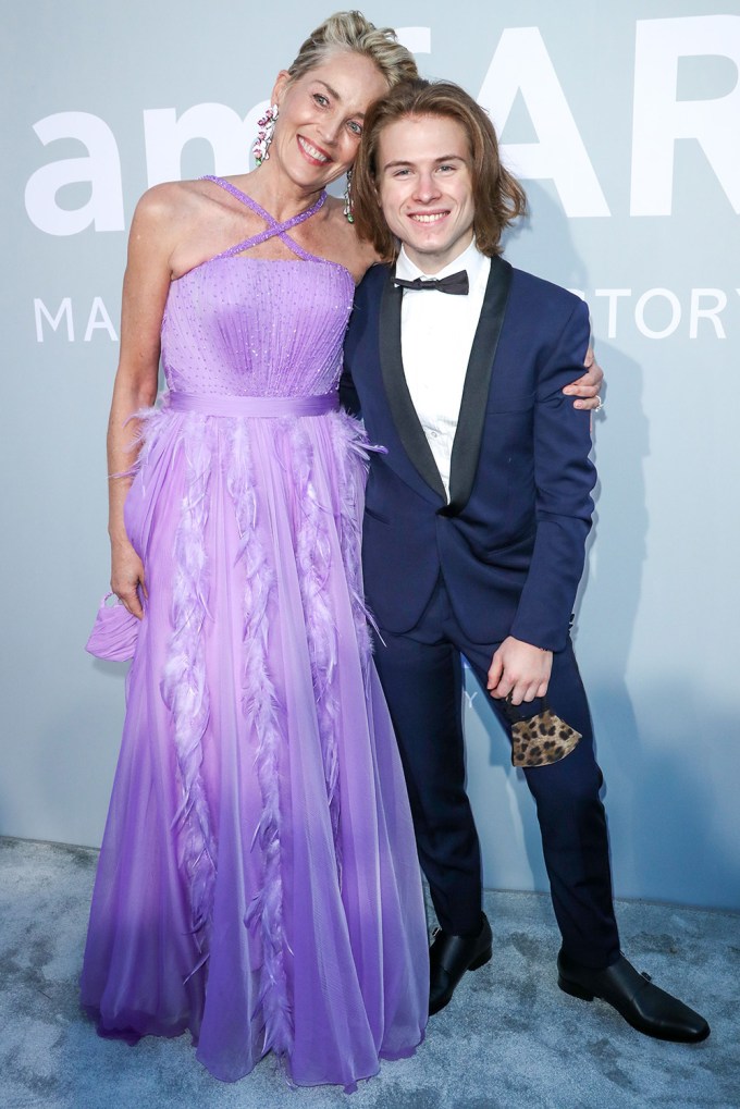 Sharon Stone & Son Roan At The 27th amfAR Gala